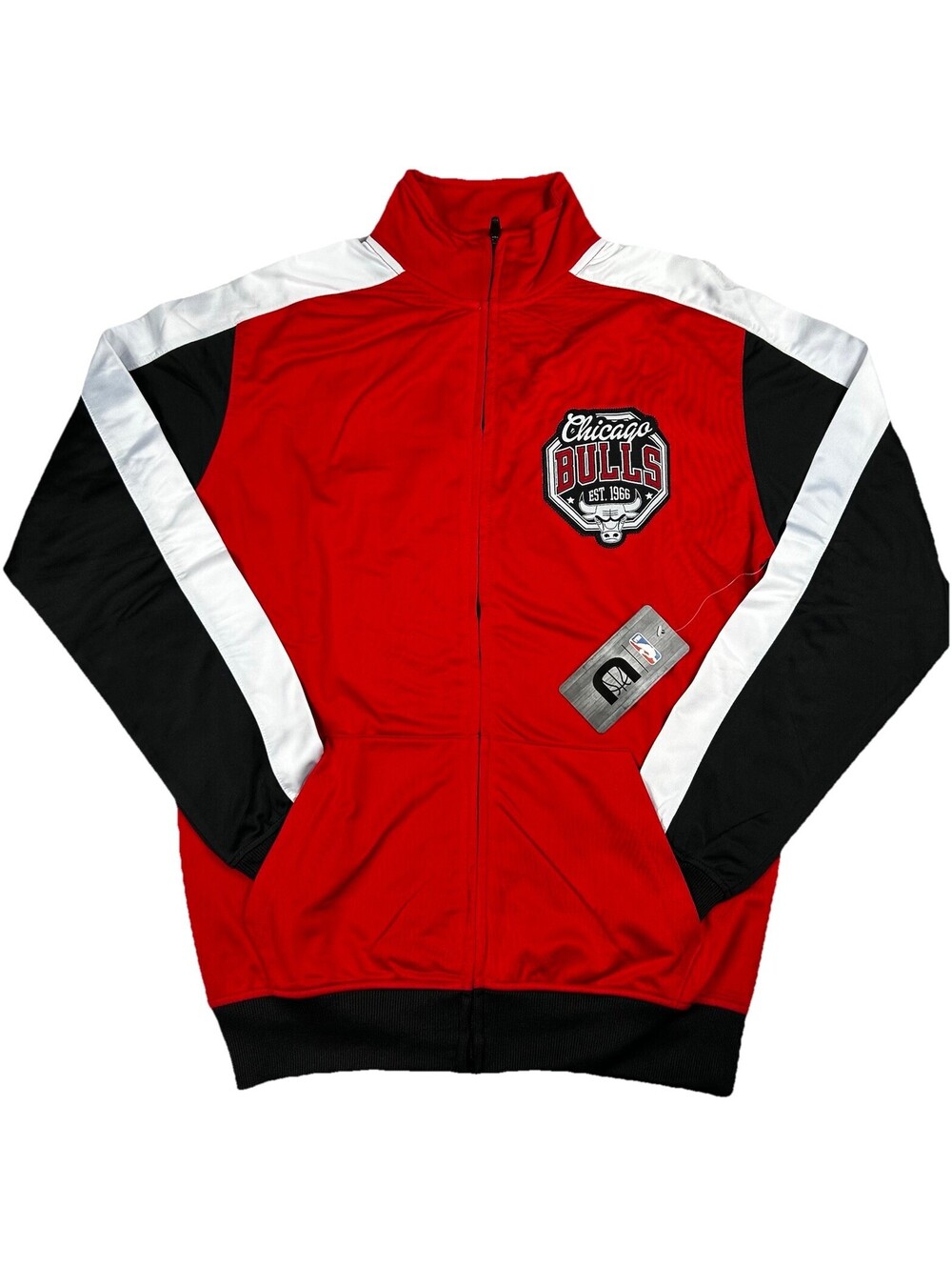 Chicago Bulls Track Jacket NBA Warm Up Red Zip-Up Men's Small Red Black Logo UNK